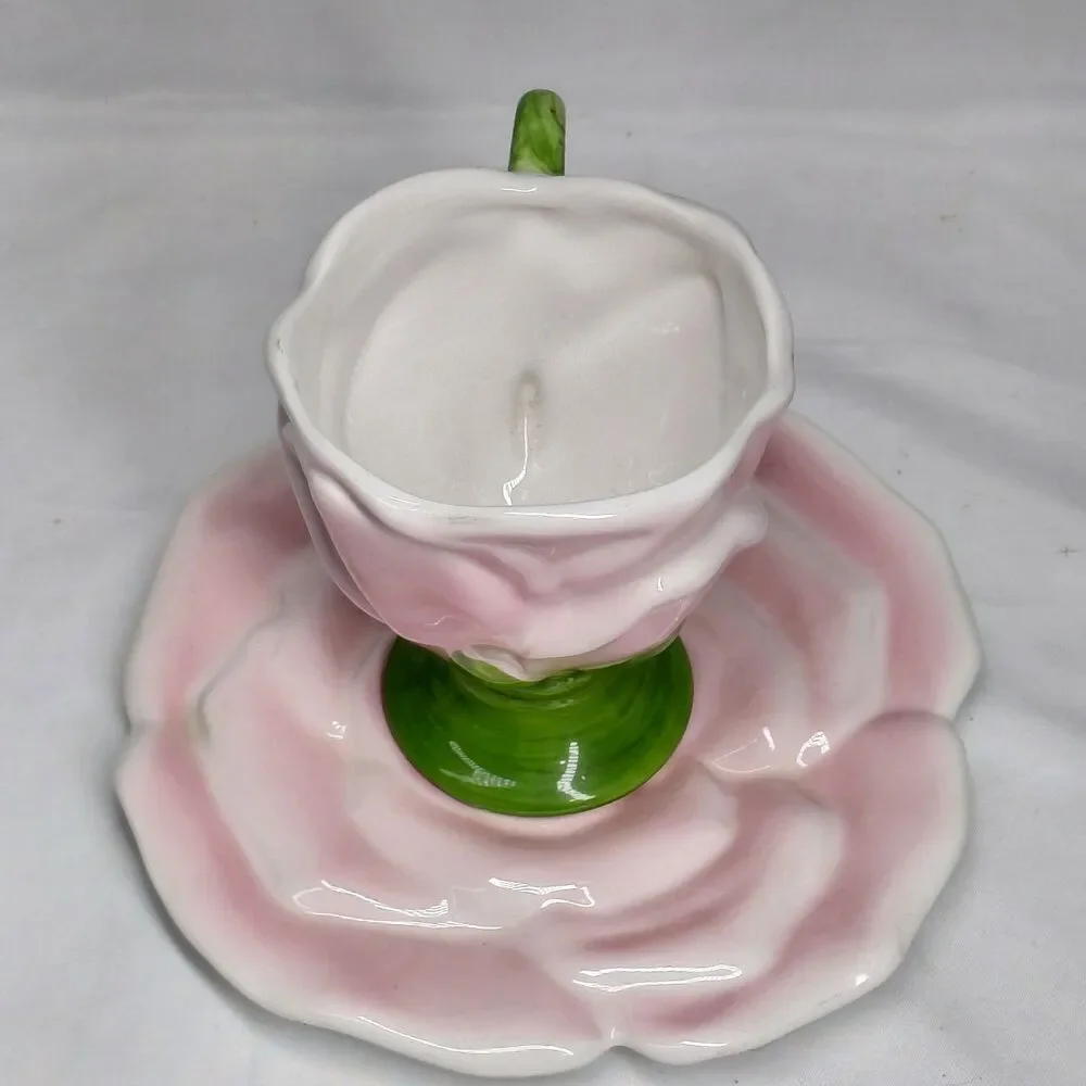Vintage Pink Rose Ceramic Teleflora Gift Cup & Saucer Set